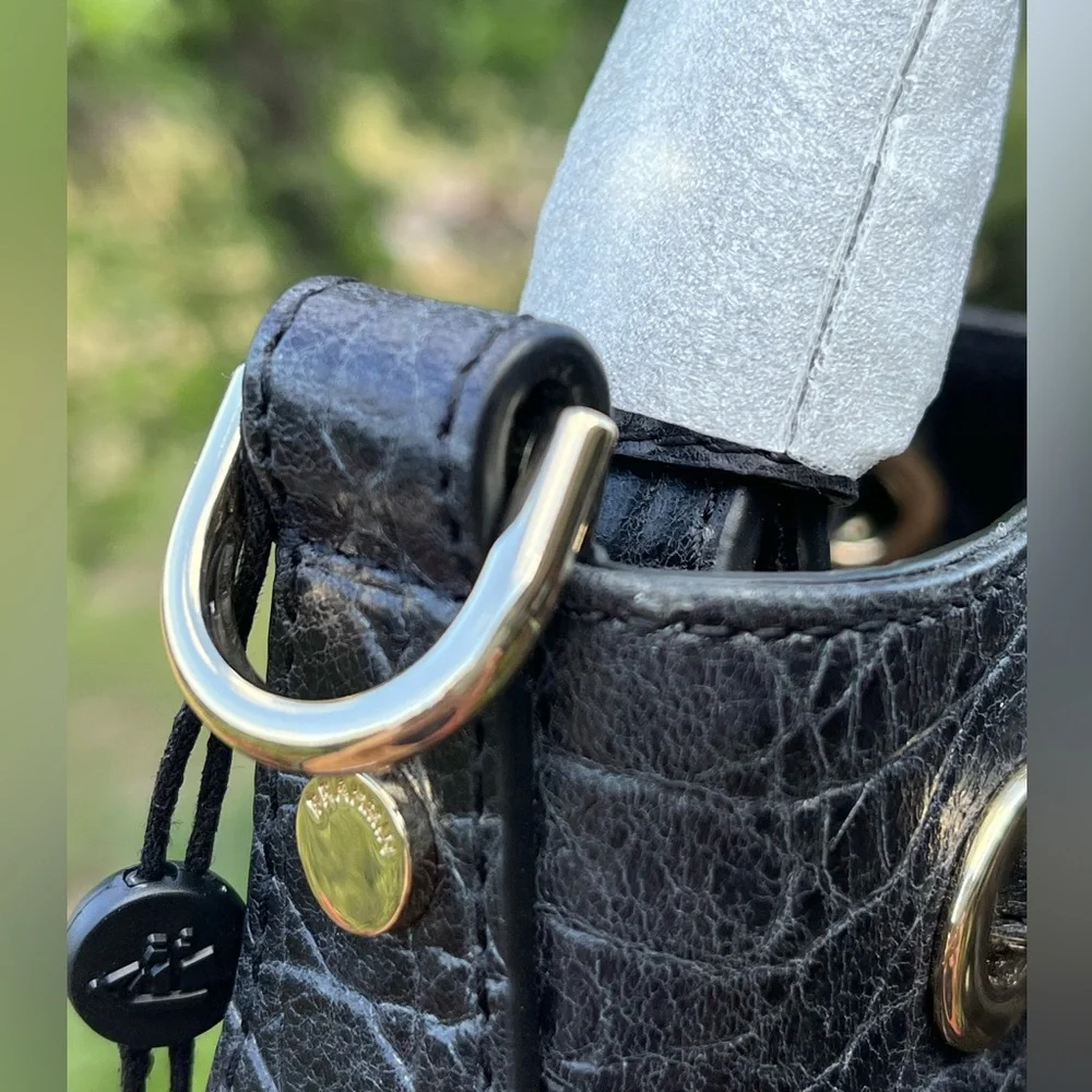 NWT Brahmin Large Marlowe Black Cascata Woven Leather Bucket Shoulder Bag - Picture 11 of 16